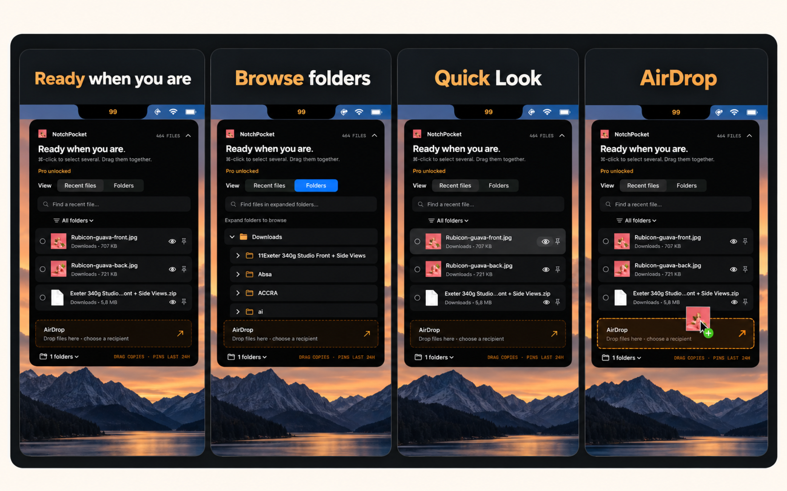 Drag, share, and AirDrop workflow